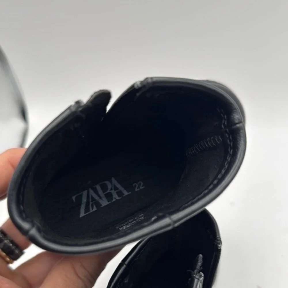 Zara Studded Buckle Fashion‎ Ankle Boots Black Baby Toddler Girl Size 5 22 EU